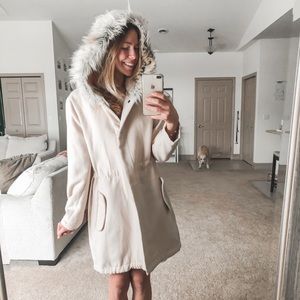 BB DAKOTA FAUX FUR HOODED COAT